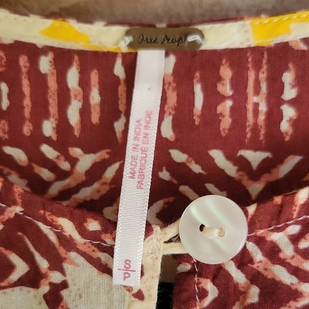 Free People Red and Cream Tiered Mini Dress